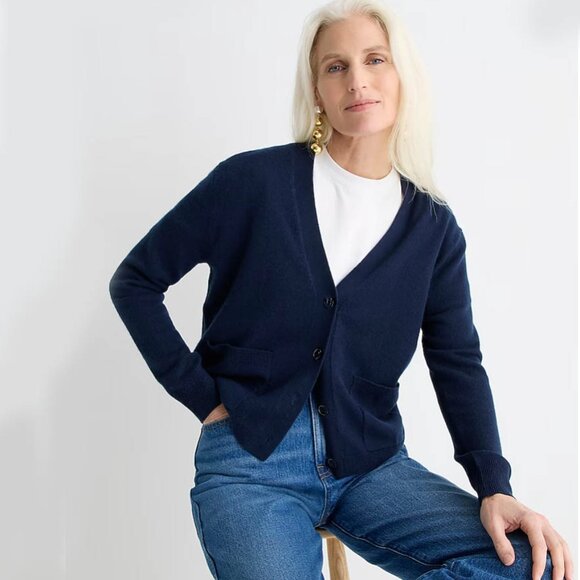 Cashmere patch-pocket cardigan sweater